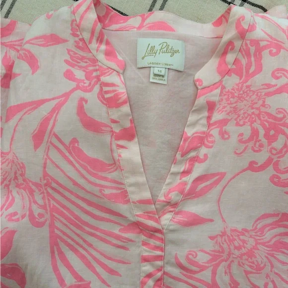 Lilly Pulitzer Mialeigh Palm Print Shift Dress Women’s Size 14 Pink and White - Picture 5 of 14